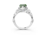 White gold Fancy Green Heart Cut Diamond Solitaire Ring with Filigree Band and Four-Prong Setting_20