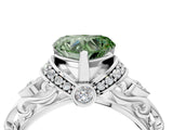 White gold Fancy Green Heart Cut Diamond Solitaire Ring with Filigree Band and Four-Prong Setting_21