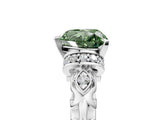 White gold Fancy Green Heart Cut Diamond Solitaire Ring with Filigree Band and Four-Prong Setting_22