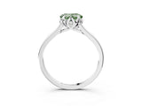 White gold Fancy Green Heart Cut Diamond Solitaire Ring with Flower Prong Setting and Classic Band_24