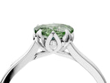 White gold Fancy Green Heart Cut Diamond Solitaire Ring with Flower Prong Setting and Classic Band_25