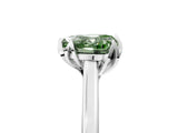 White gold Fancy Green Heart Cut Diamond Solitaire Ring with Flower Prong Setting and Classic Band_26