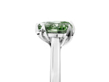 White gold Fancy Green Heart Cut Diamond Solitaire Ring with Flower Prong Setting and Classic Band_89