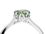White gold Fancy Green Heart Cut Diamond Solitaire Ring with Flower Prong Setting and Classic Band_93