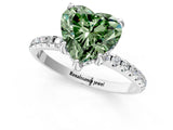 White gold Fancy Green Heart Cut Diamond Solitaire Ring with Four-Prong Setting and Pavé Band_4