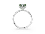 White gold Fancy Green Heart Cut Diamond Solitaire Ring with Four-Prong Setting and Pavé Band_6