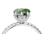 White gold Fancy Green Heart Cut Diamond Solitaire Ring with Four-Prong Setting and Pavé Band_7