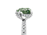 White gold Fancy Green Heart Cut Diamond Solitaire Ring with Four-Prong Setting and Pavé Band_8