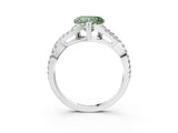 White gold Fancy Green Heart Cut Diamond Solitaire Ring with Four-Prong Setting and Twisted Pavé Band_15