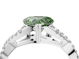 White gold Fancy Green Heart Cut Diamond Solitaire Ring with Four-Prong Setting and Twisted Pavé Band_21