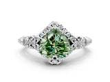 White gold Fancy Green Heart Cut Diamond Solitaire Ring with Hidden Halo and Pavé Band_39