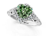 White gold Fancy Green Heart Cut Diamond Solitaire Ring with Hidden Halo and Pavé Band_40