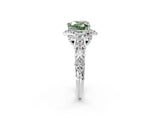 White gold Fancy Green Heart Cut Diamond Solitaire Ring with Hidden Halo and Pavé Band_41