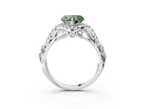 White gold Fancy Green Heart Cut Diamond Solitaire Ring with Hidden Halo and Pavé Band_42
