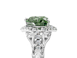 White gold Fancy Green Heart Cut Diamond Solitaire Ring with Hidden Halo and Pavé Band_44