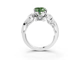 White gold Fancy Green Heart Cut Diamond Solitaire Ring with Milgrain Pavé Band and Four-Prong Setting_92
