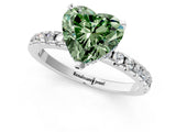 White gold Fancy Green Heart Cut Diamond Solitaire Ring with Pavé Band and Four-Prong Setting_18