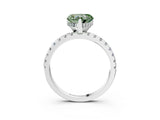 White gold Fancy Green Heart Cut Diamond Solitaire Ring with Pavé Band and Four-Prong Setting_20
