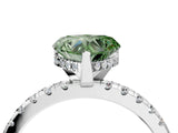 White gold Fancy Green Heart Cut Diamond Solitaire Ring with Pavé Band and Four-Prong Setting_21