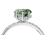 White gold Fancy Green Heart Cut Diamond Solitaire Ring with Pavé Band and Hidden Halo_114