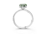 White gold Fancy Green Heart Cut Diamond Solitaire Ring with Pavé Band and Hidden Halo_119