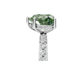 White gold Fancy Green Heart Cut Diamond Solitaire Ring with Pavé Band and Hidden Halo_121