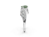 White gold Fancy Green Heart Cut Diamond Solitaire Ring with Prong Setting and Twisted Pavé Band_14