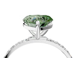 White gold Fancy Green Heart Cut Diamond Solitaire Ring with Round  Pavé Band and Prong Setting_87