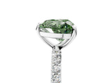 White gold Fancy Green Heart Cut Diamond Solitaire Ring with Round  Pavé Band and Prong Setting_89