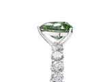 White gold Fancy Green Heart Cut Diamond Solitaire Ring with Shared Prong Pavé Band and Four-Prong Setting_44