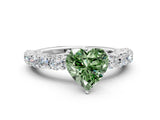 White gold Fancy Green Heart Cut Diamond Solitaire Ring with Shared Prong Pavé Band and Four-Prong Setting_49