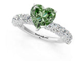 White gold Fancy Green Heart Cut Diamond Solitaire Ring with Shared Prong Pavé Band and Four-Prong Setting_50