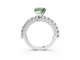 White gold Fancy Green Heart Cut Diamond Solitaire Ring with Shared Prong Pavé Band and Four-Prong Setting_52