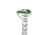White gold Fancy Green Heart Cut Diamond Solitaire Ring with Shared Prong Pavé Band and Four-Prong Setting_54