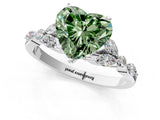 White gold Fancy Green Heart Cut Diamond Solitaire Ring with Side Stones and Four-Prong Setting_42