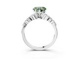 White gold Fancy Green Heart Cut Diamond Solitaire Ring with Side Stones and Four-Prong Setting_44