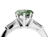 White gold Fancy Green Heart  Cut Diamond Solitaire Ring with Tapered Baguette Accents and Four-Prong Setting_4