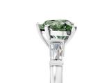 White gold Fancy Green Heart  Cut Diamond Solitaire Ring with Tapered Baguette Accents and Four-Prong Setting_5