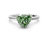 White gold Fancy Green Heart Cut Diamond Solitaire Ring with Thin Band and Prong Setting_12