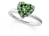 White gold Fancy Green Heart Cut Diamond Solitaire Ring with Thin Band and Prong Setting_13