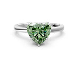 White gold Fancy Green Heart Cut Diamond Solitaire Ring with Thin Band and Prong Setting_36