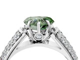 White gold Fancy Green Heart Cut Diamond Solitaire Ring with Three-Row Pavé Band and Four-Prong Setting_33