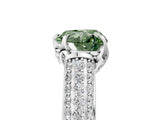 White gold Fancy Green Heart Cut Diamond Solitaire Ring with Three-Row Pavé Band and Four-Prong Setting_34