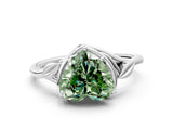 White gold Fancy Green Heart Cut Diamond Solitaire Ring with Twist Band and Four-Prong Setting_70