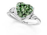 White gold Fancy Green Heart Cut Diamond Solitaire Ring with Twist Band and Four-Prong Setting_74