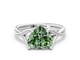 White gold Fancy Green Heart Cut Diamond Solitaire Twist Band Prong Setting Ring_79