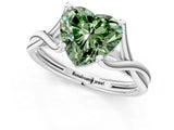 White gold Fancy Green Heart Cut Diamond Solitaire Twist Band Prong Setting Ring_80