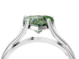 White gold Fancy Green Heart Cut Diamond Solitaire Twist Band Prong Setting Ring_83