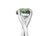 White gold Fancy Green Heart Cut Diamond Solitaire Twist Band Prong Setting Ring_84