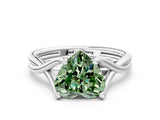 White gold Fancy Green Heart Cut Diamond Solitaire Twist Band Prong Setting Ring_88